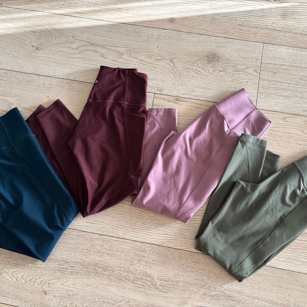 Old Navy Leggings Bundle in Teal, Burgundy, Mauve, and Olive